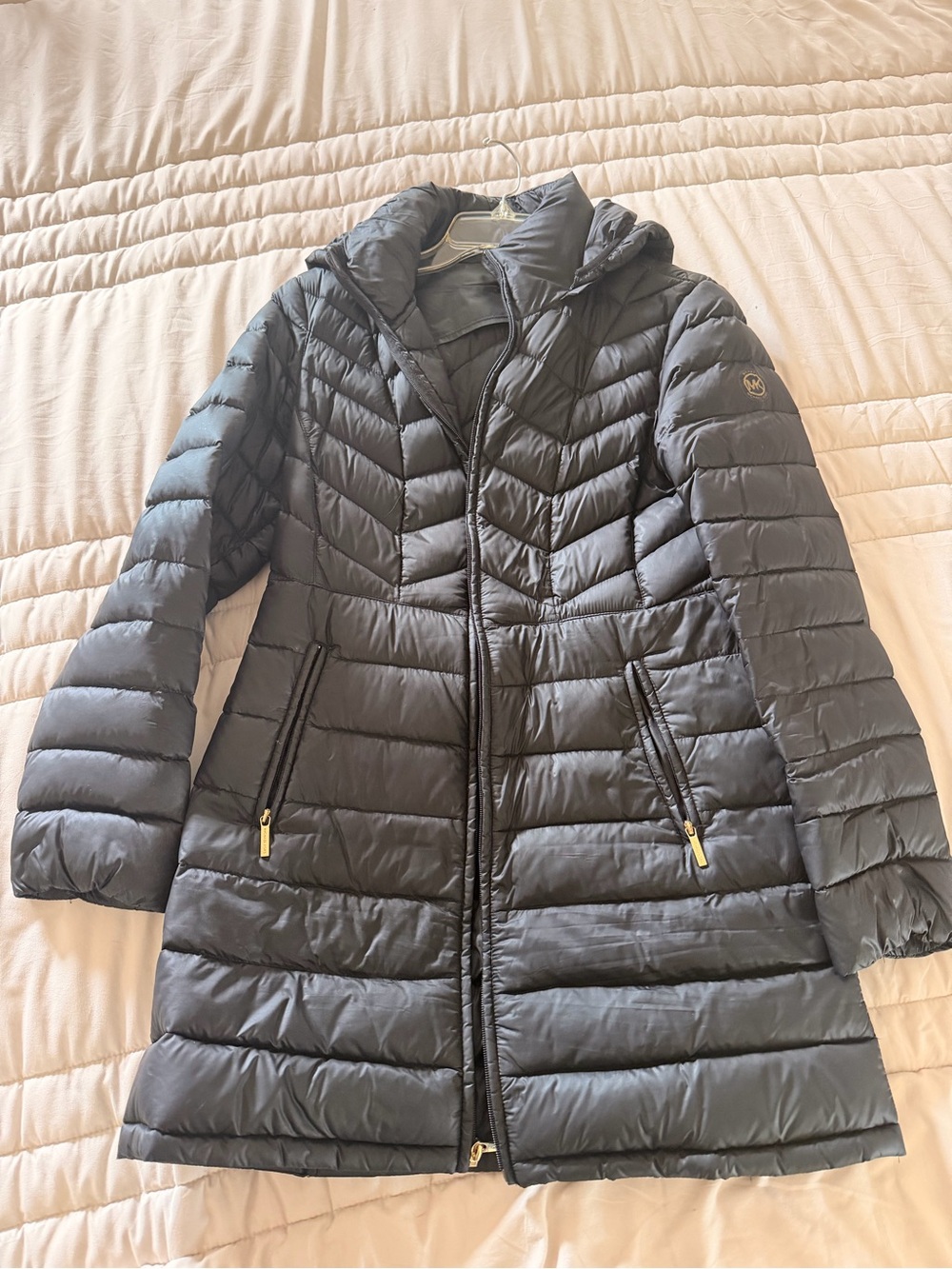 Michael Kors Black Quilted Hooded Puffer Coat